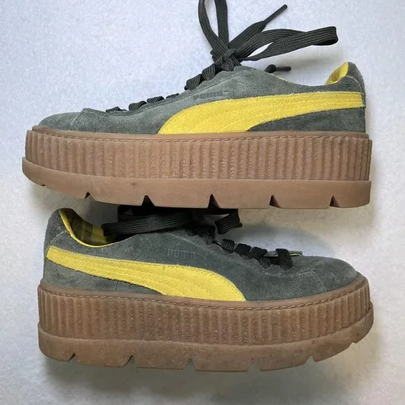Puma Fenty Cleated Creeper by Rihanna suede green yellow sneaker womens 7.5 - Picture 7 of 12